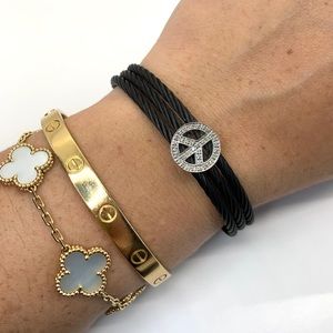 Diamond peace sign bracelet
